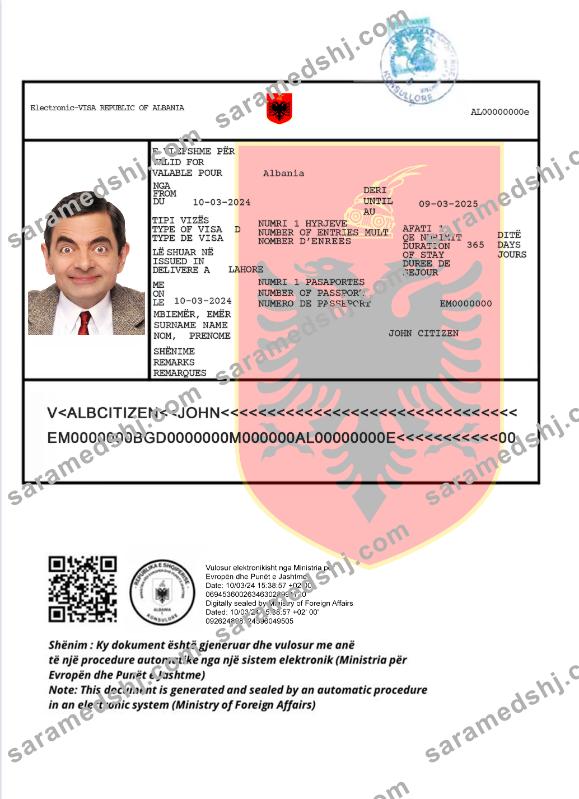 Albania e-visa new version